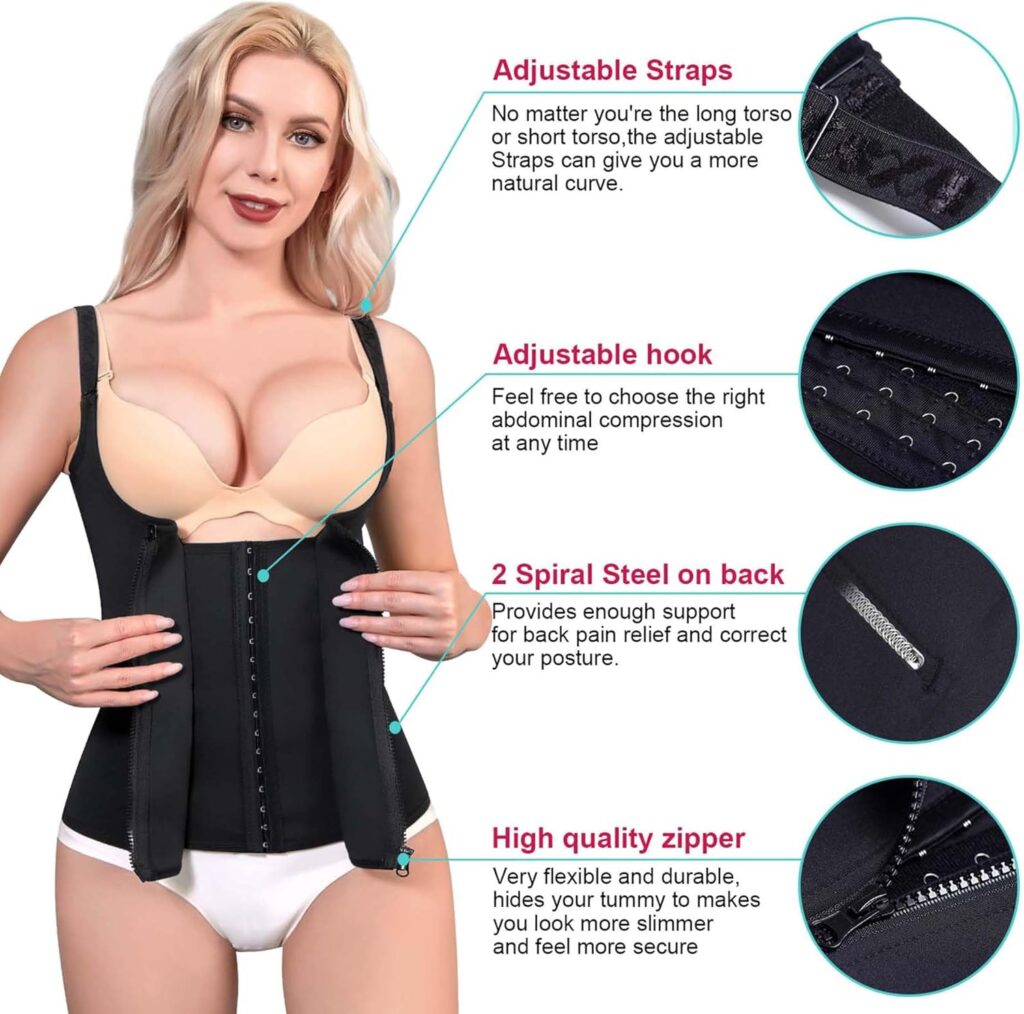 LODAY Waist Trainer Corset for Women Tummy Control Sport Workout Body Shaper Black