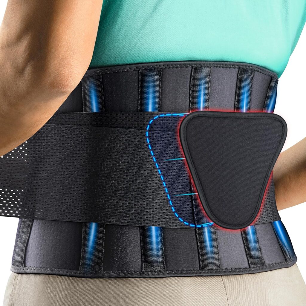 FEATOL Back Brace Support Belt-Lumbar Support Back Brace for Back Pain, Sciatica, Scoliosis, Herniated Disc Adjustable Support Straps-Lower Back Brace with Removable Lumbar Pad for Men Women