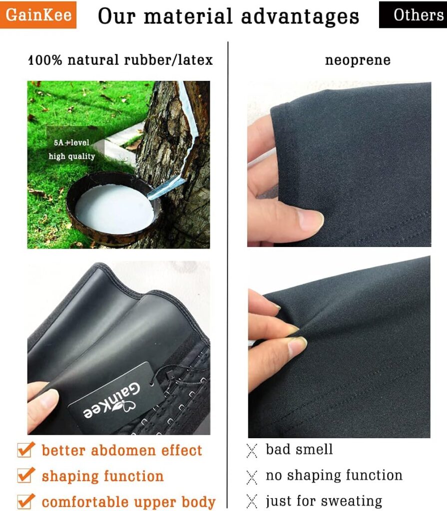 GainKee 100% Latex Men Waist Trainer Corsets With Steel Bone Sweat Belt Sauna Suit For Fitness Body Shaper