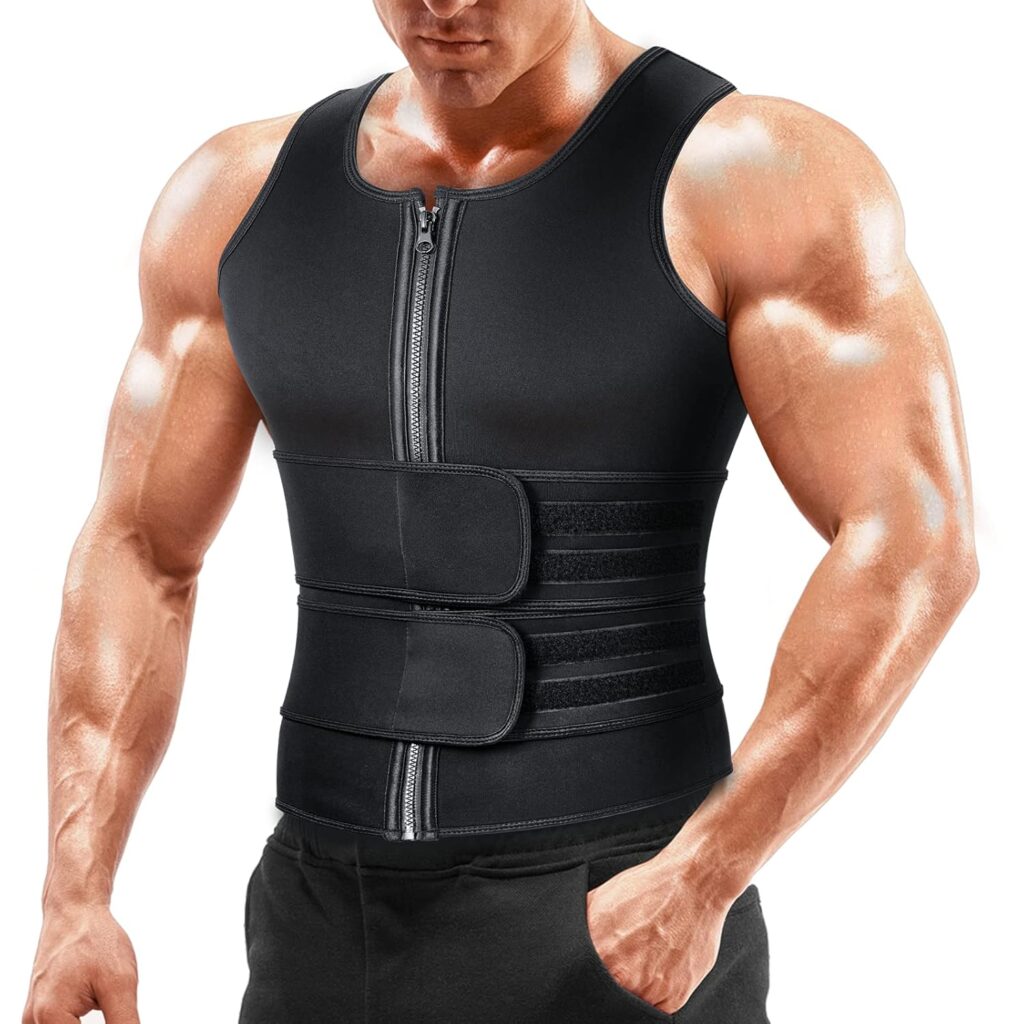 Sauna Vest Waist Trainer for Men - Mens Sauna Suit Double Sweat Belt Body Shaper for Gym Workout Exercise