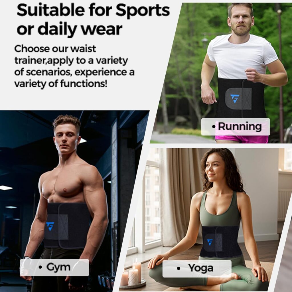 Waist Trimmer Belt for Men Women Waist Trainer Sweat Band for Stomach Weight Loss Workouts