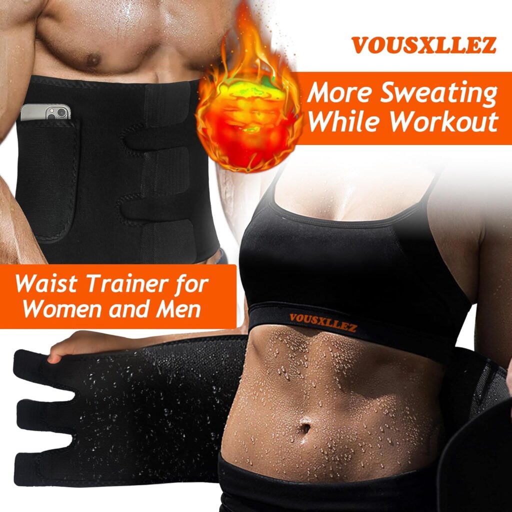 Waist Trimmer Belt Men and Women,Sweat Band Stomach Wrap,Plus Size Neoprene Waist Trainer for Working Out